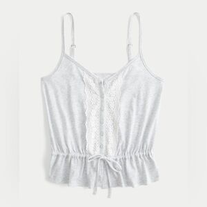 🆕 Light Heather Gray Lace Detail Peplum Top